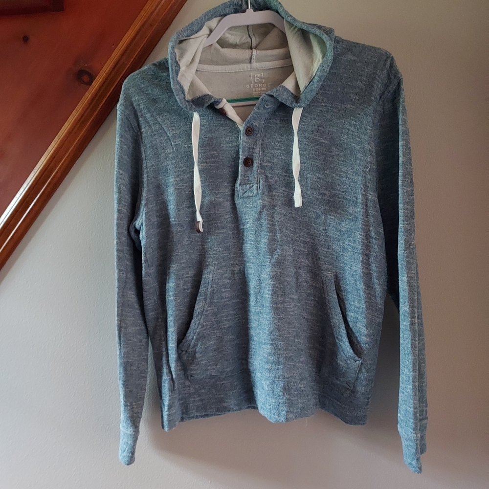 George Men's Heathered Blue Hoodie Size Small Excellent Pre-Loved Condition